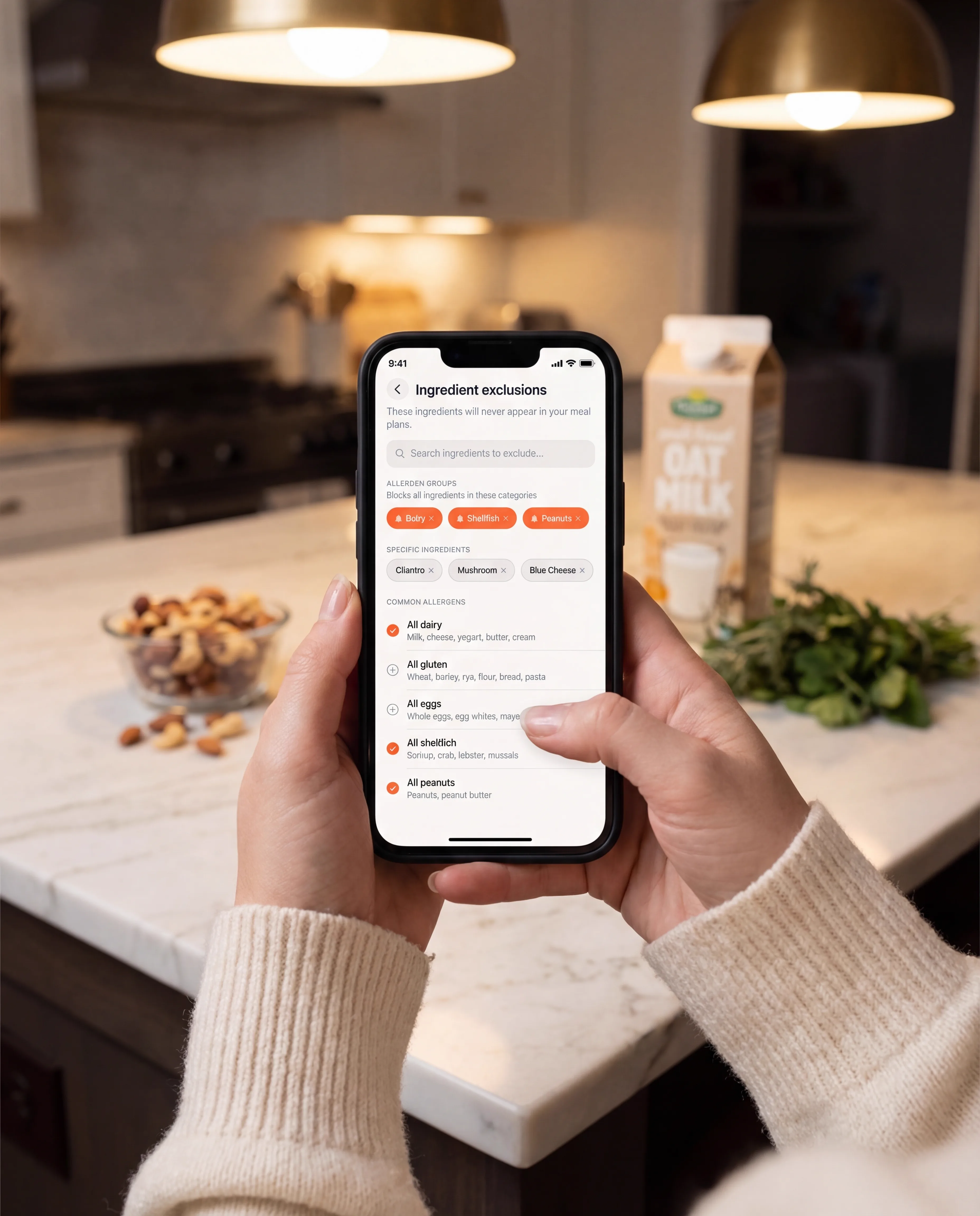 Blocking allergens and ingredients in Gust