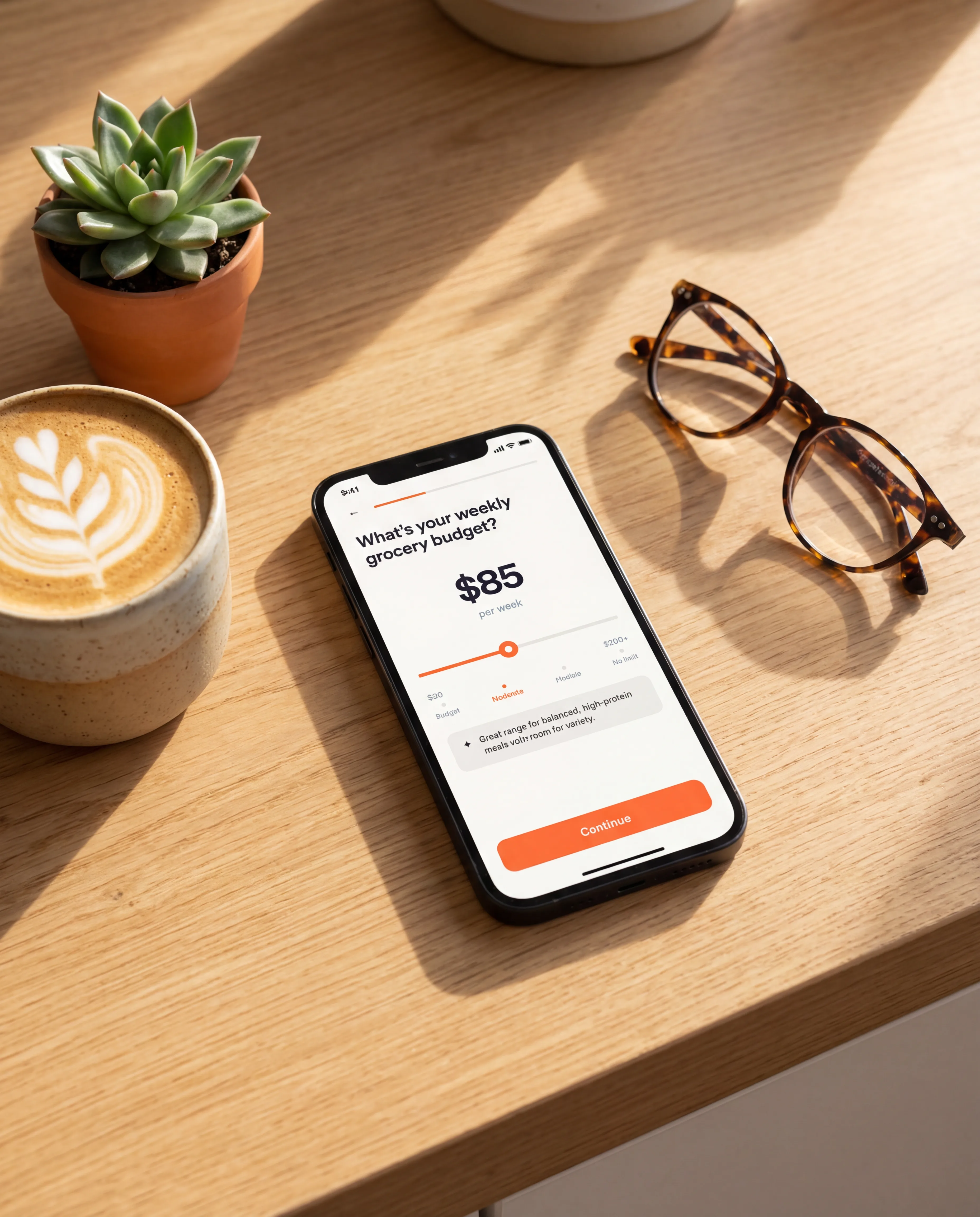 Setting weekly meal budget on Gust